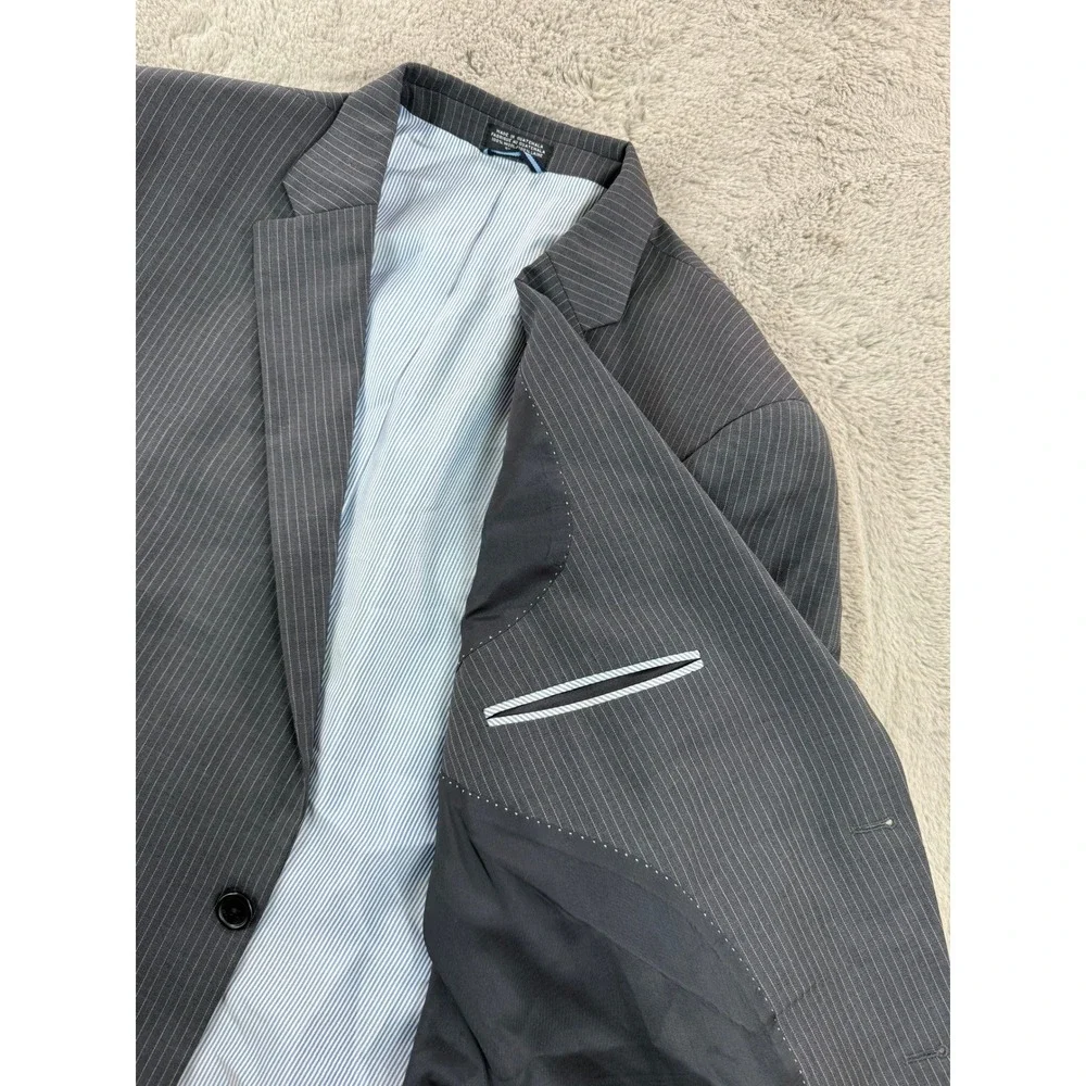 Tommy Hilfiger Men's Gray Pinstripe Wool Blazer Jacket‎ Size L46